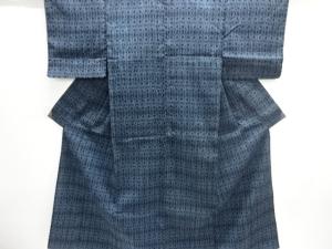 幾何学模様織出し手織り紬単衣着物